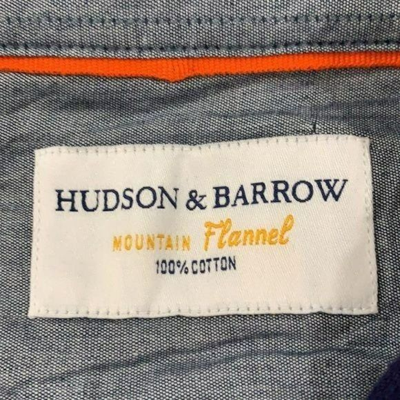 Hudson and Barrow Men's Blue Plaid Button Down Shirt Size Medium - Picture 2 of 9